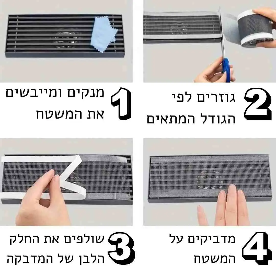 מדבקות ניקוז רצפה - הפתרון הפשוט למניעת סתימות! (5 מטר)