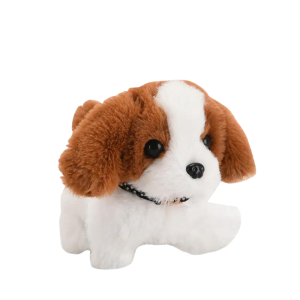 בובת כלב צבע חום לבן בובה כלב פרוותי חמוד